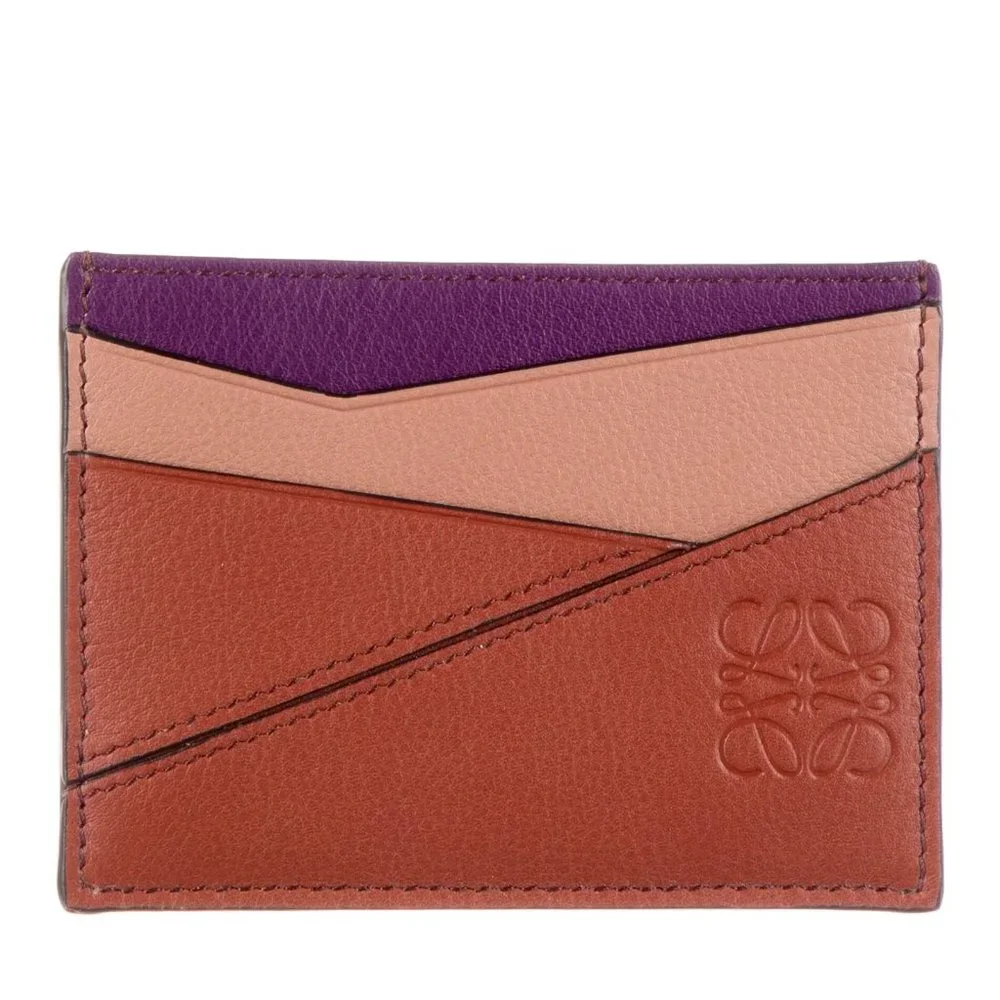 LOEWE Multicolor Purple Tan Pink Leather Cardholder
